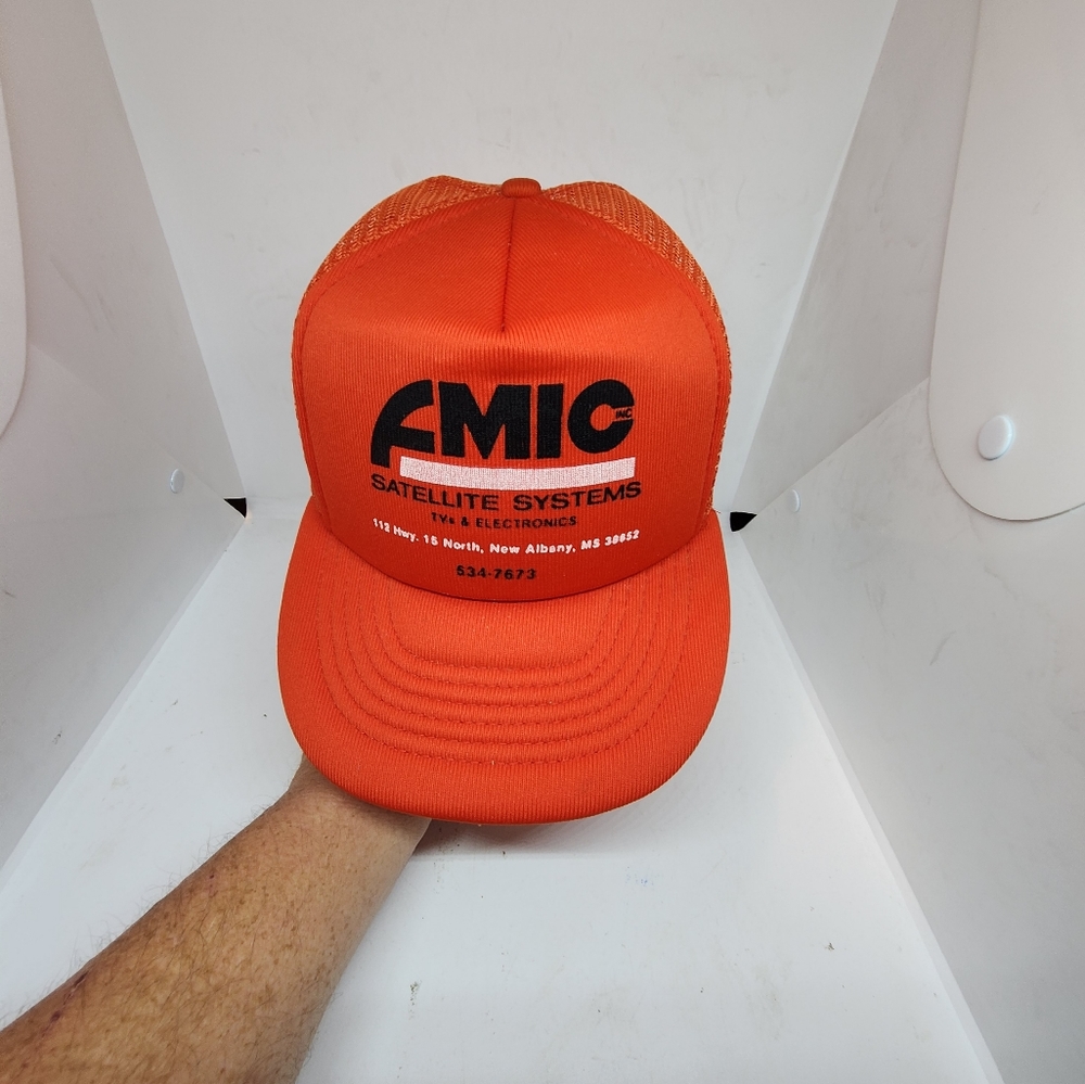 Vintage Kajee FMIC Satellite System New Albany Mississippi Snap Mesh Trucker Hat